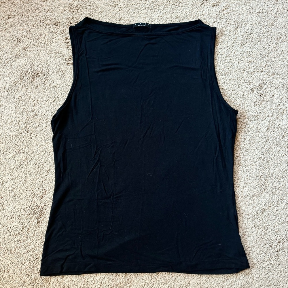 Vintage 90s/y2k Sisley Jersey boat neck sleeveless top